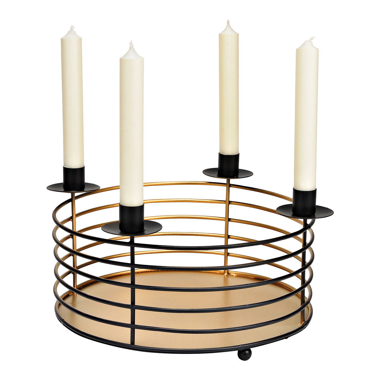 Adventsgesteck, Kerzenhalter 4er, aus Metall schwarz (B/H/T) 32x14x32cm Kerze, Festival, Chanukka Menora