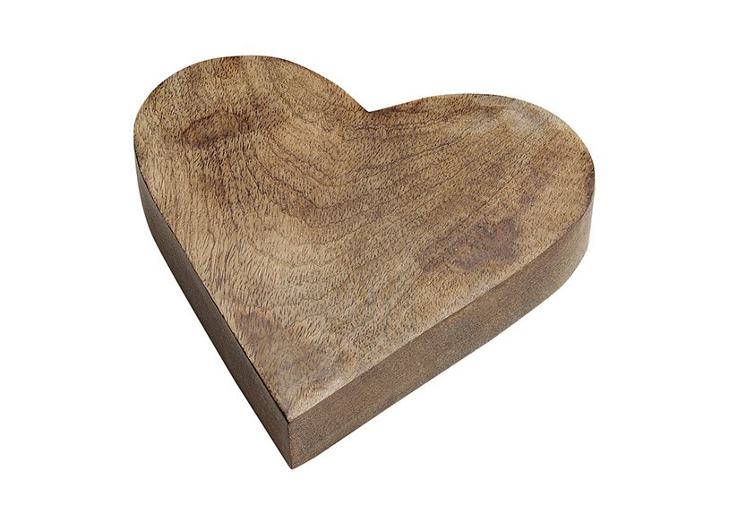Heart mango wood, brown, (w/h/d) 20x4x20cm