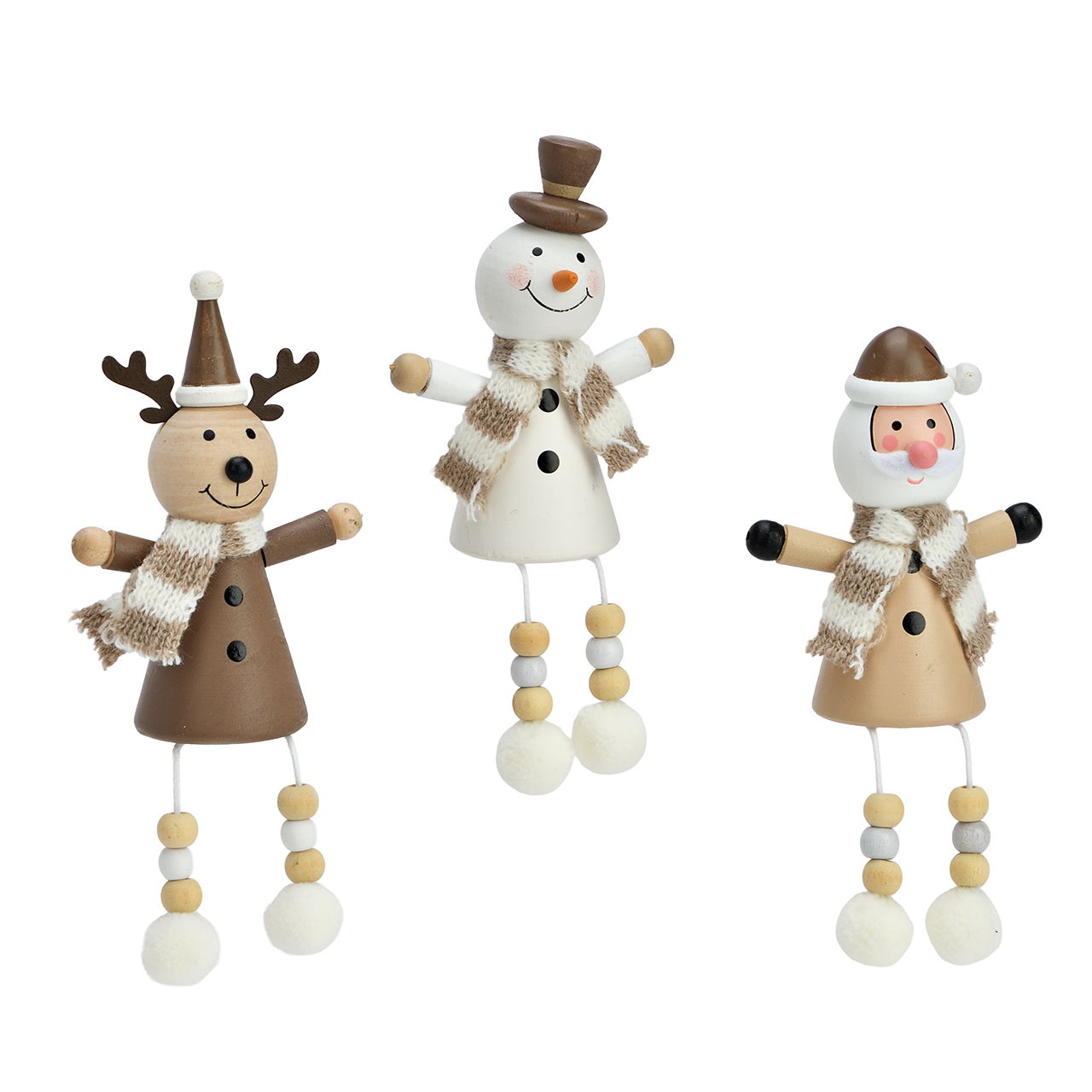 Weihnachtsmann/Schneemann/Hirsch Kantenhocker aus Holz Beige 3-fach sortiert (B/H/T) 6x12x3.5cm Natur, Im Freien, Spielzeug, Puppe, Winter