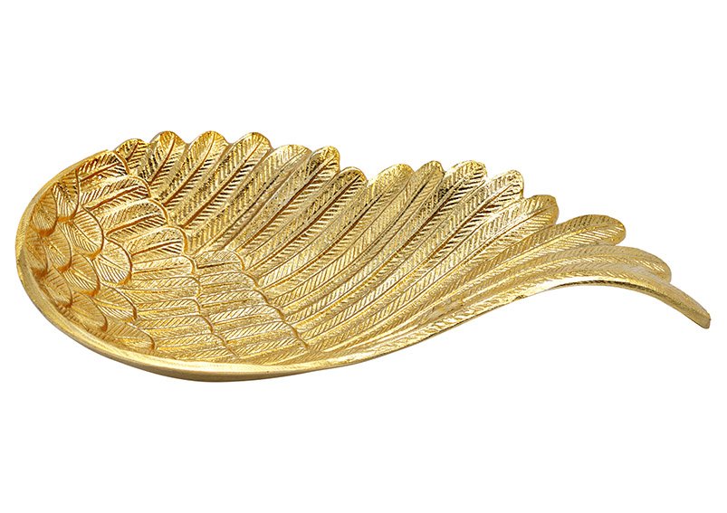 Cuenco alas de ángel de metal dorado (c/h/d) 34x6x19cm