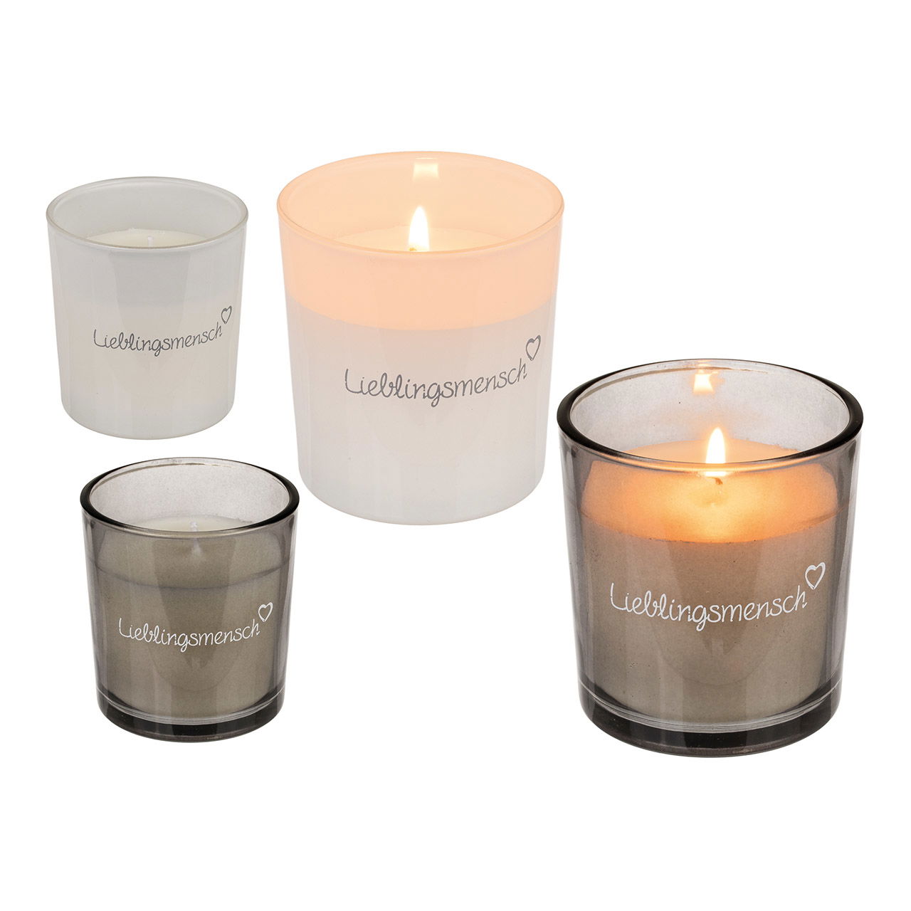 Candle in glass, favorite person white 2-fold, (W/H/D) 7x7x7cm Kerze