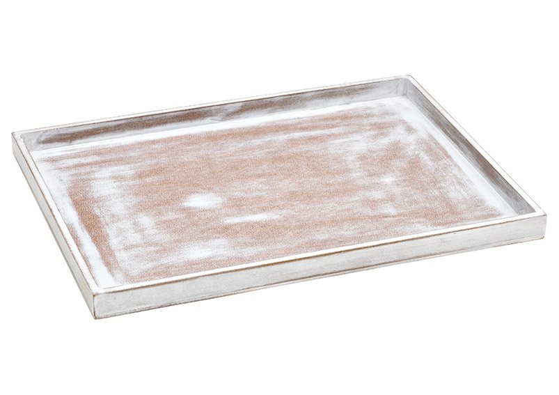 Tablett aus Holz Weiß (B/H/T) 33x2x24cm