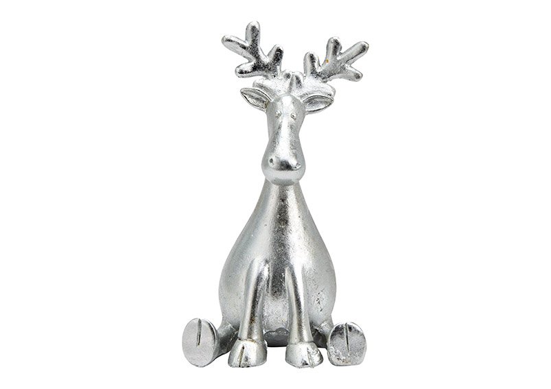Elk sitting poly silver (W/H/D) 7x13x7cm