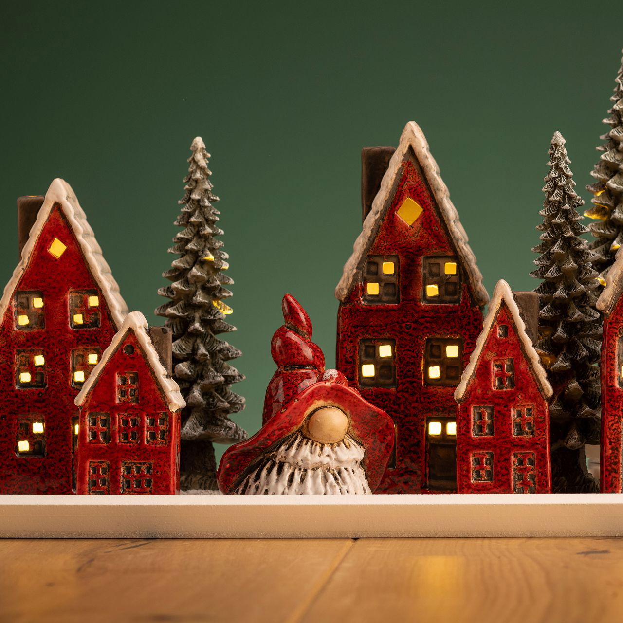 Elfo, Babbo Natale in terracotta rossa 2 pieghe, (L/A/D) 5x6x4cm