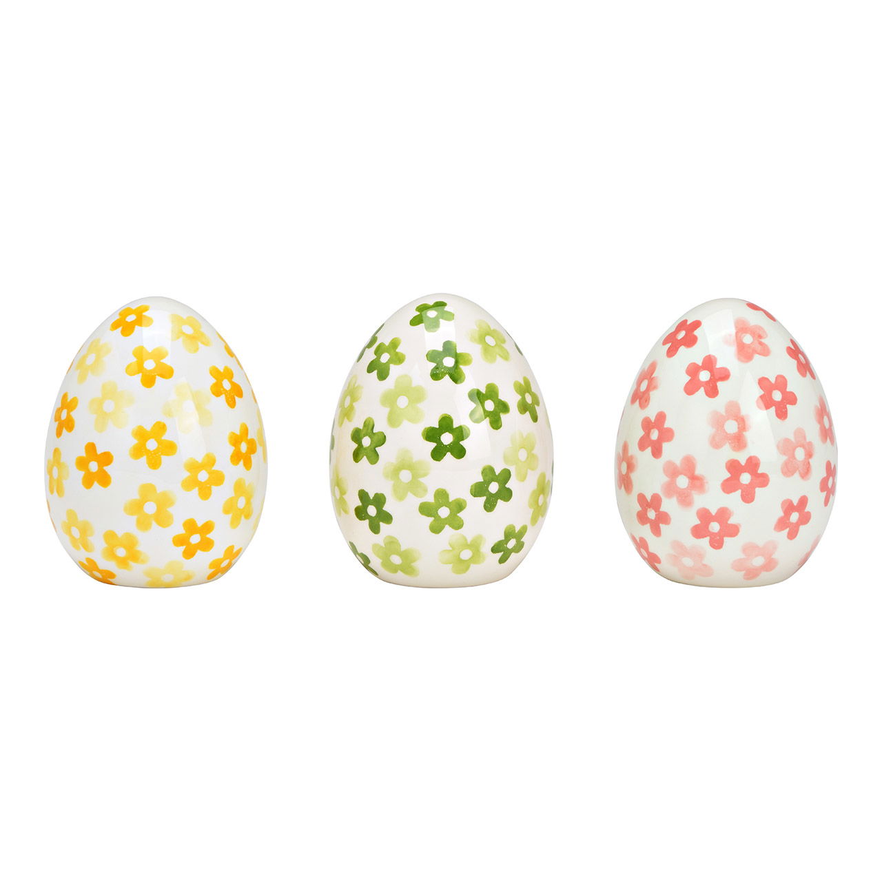 Easter egg flower decor made of ceramic colorful 3-fold, (W/H/D) 10x12x10cm