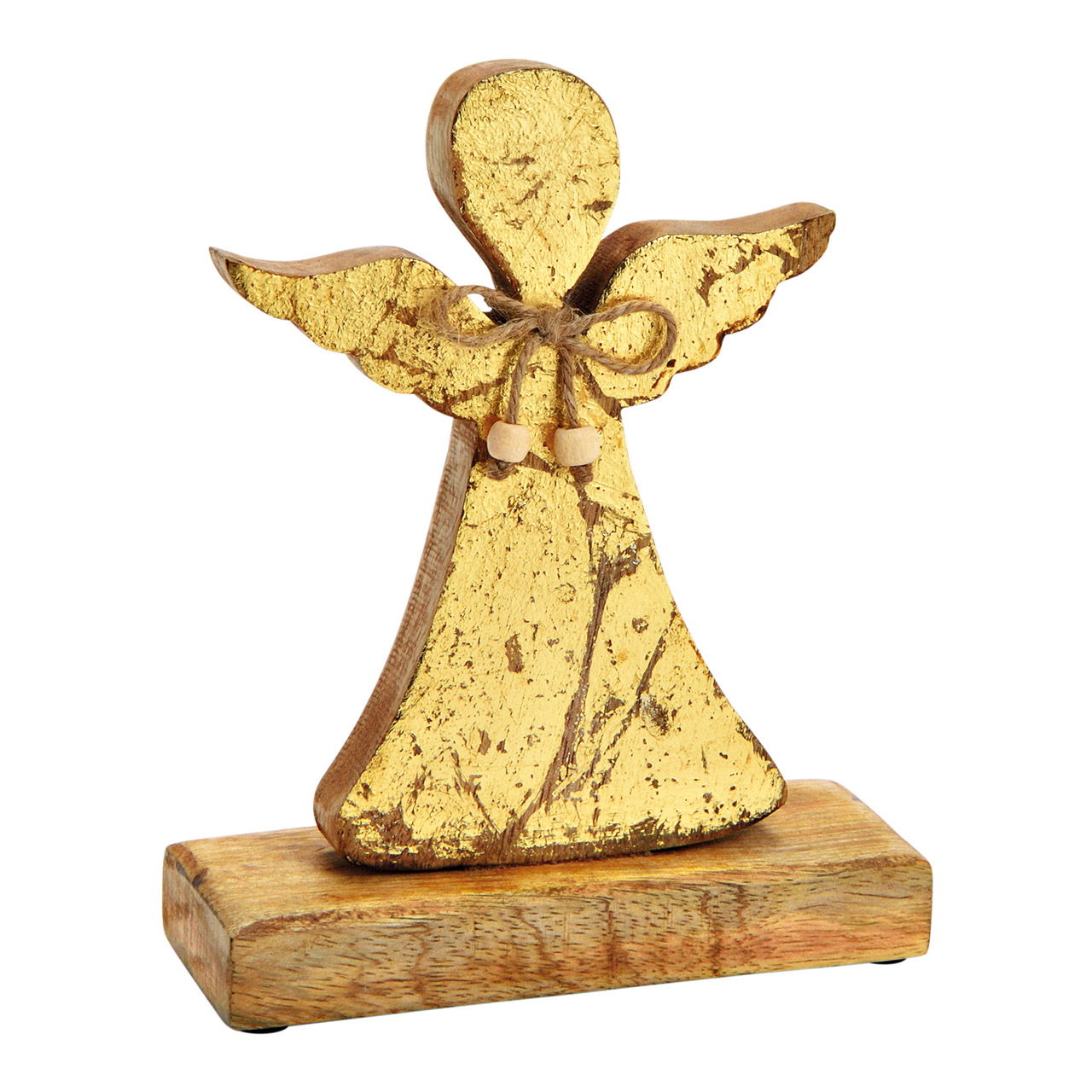 Display angel mango wood gold (W/H/D) 17x21x7cm