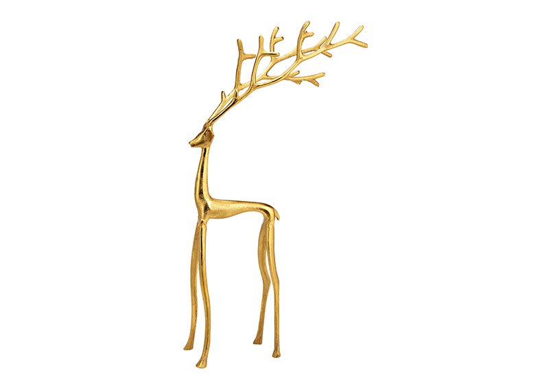 Cervo in metallo dorato (L/H/D) 29x59x12cm
