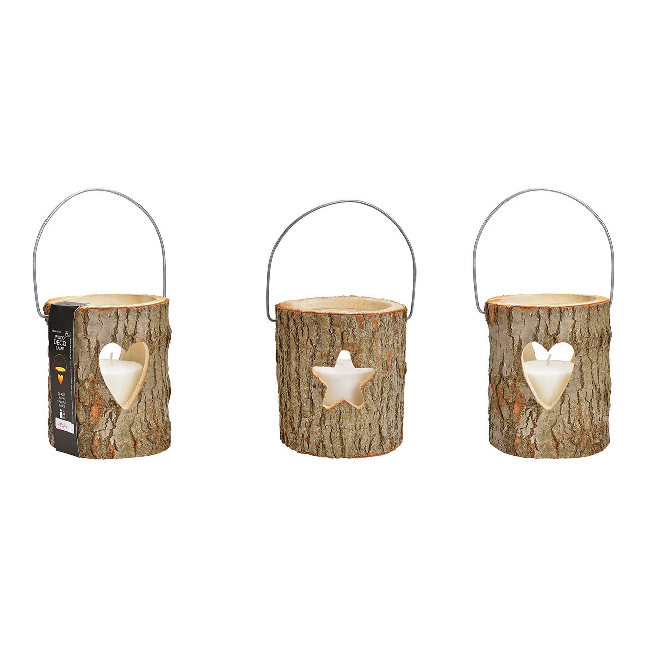 Laterne Herz/Stern Dekor mit Glas (13x17cm)/Kerze (8,8x8cm) aus Holz, 2-fach (B/H/T) 18x20x18cm Laterne Herz/Stern Dekor mit Glas (13x17cm)/Kerze (8,8x8cm) aus Holz, 2-fach (B/H/T) 18x20x18cm