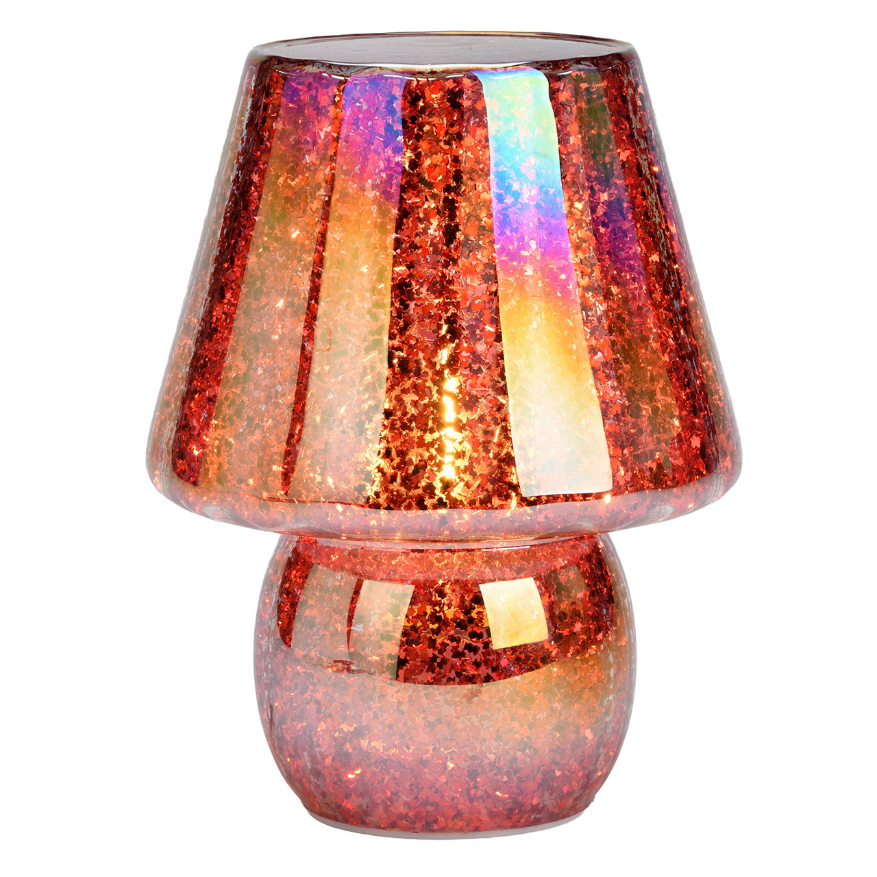 Candeeiro de mesa LED iridescente em vidro, cor-de-rosa (L/A/P) 14x18x14 cm, sem as 2 pilhas AAA Lampe, Lampenschirm, Tischlampe