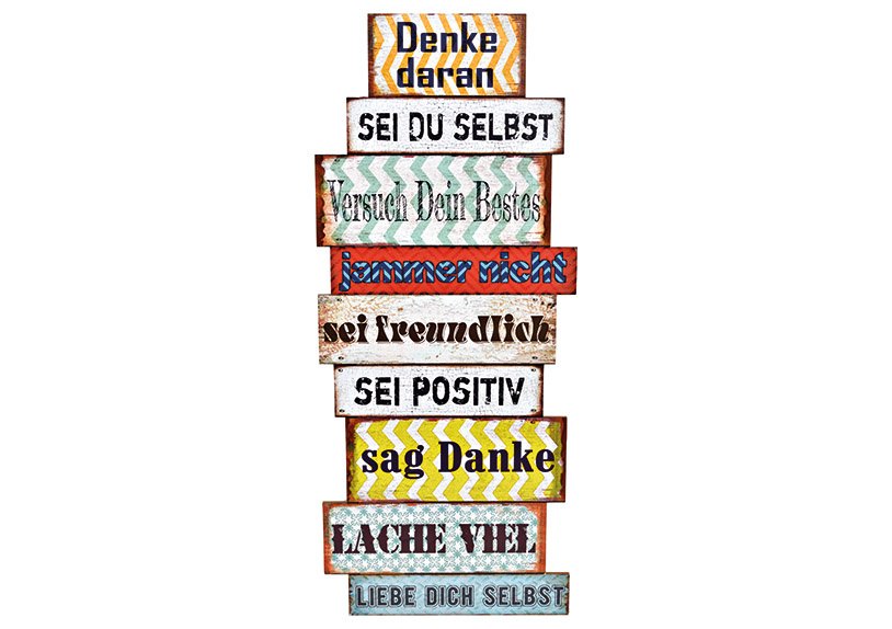Tableau mural Proverbes en bois Coloré (L/H/P) 40x95x2,5cm
