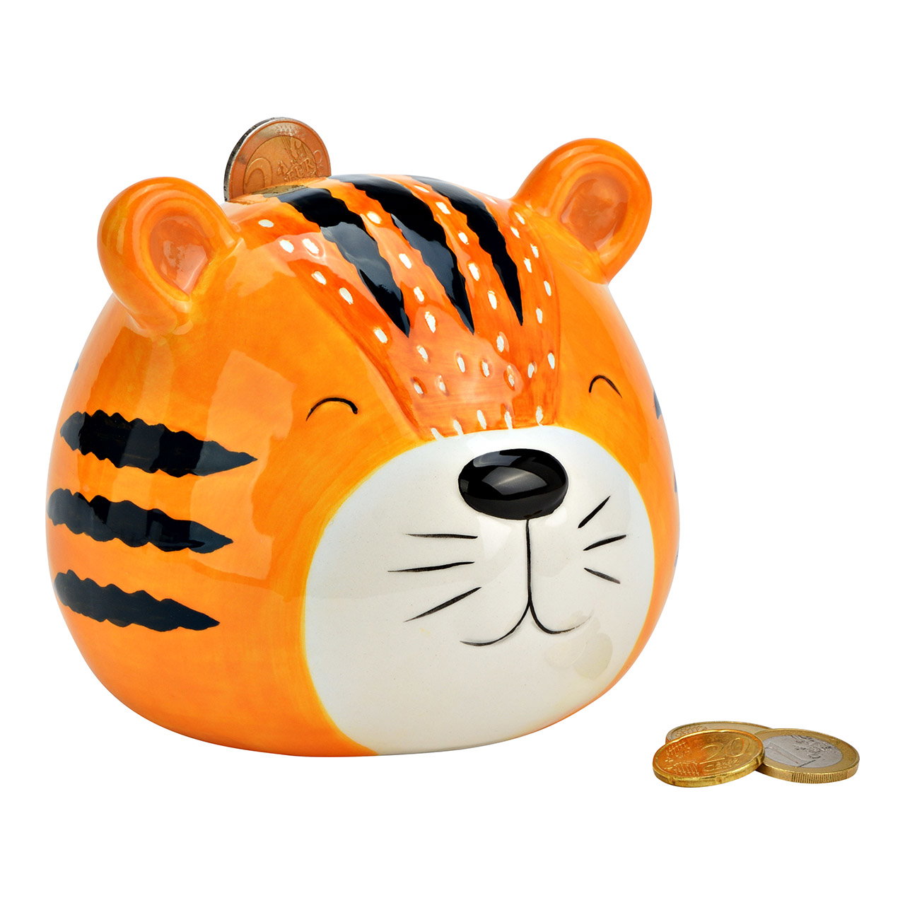 Tirelire Tigre en céramique, orange (L/H/P) 13x13x11cm Tirelire Tigre en céramique, orange (L/H/P) 13x13x11cm