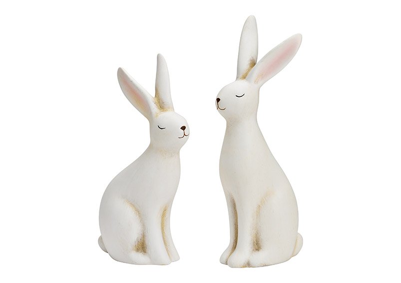 Coniglietto in ceramica bianca 2 pieghe, (L/H/D) 8x28x12cm 8x24x14cm