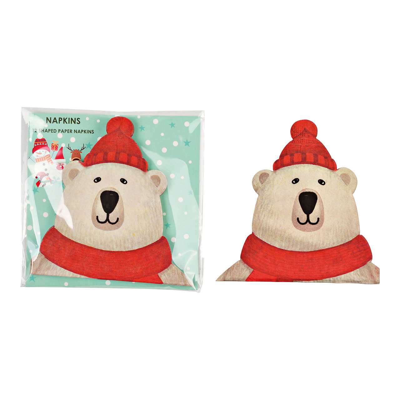 12-laags 3-laags papieren/kartonnen servet ijsbeer met kerstmuts rood (B/H) 33x33cm 12-laags 3-laags papieren/kartonnen servet ijsbeer met kerstmuts rood (B/H) 33x33cm