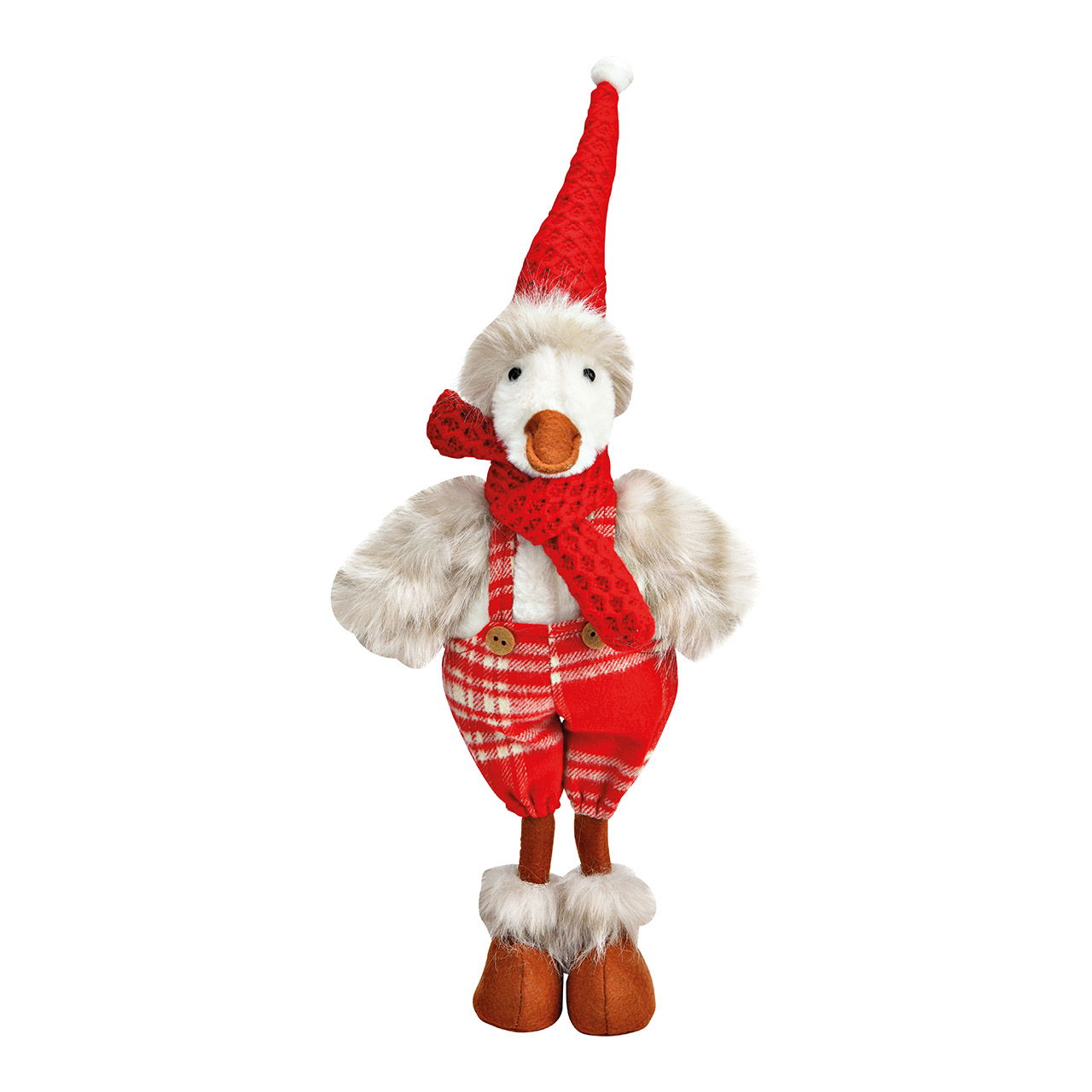 Canard de Noël en textile rouge, blanc (L/H/P) 20x51x11cm