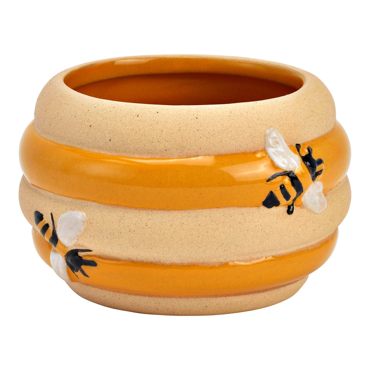Pot de fleurs imitation ruche en faïence jaune/beige (L/H/P) 9x6x9cm