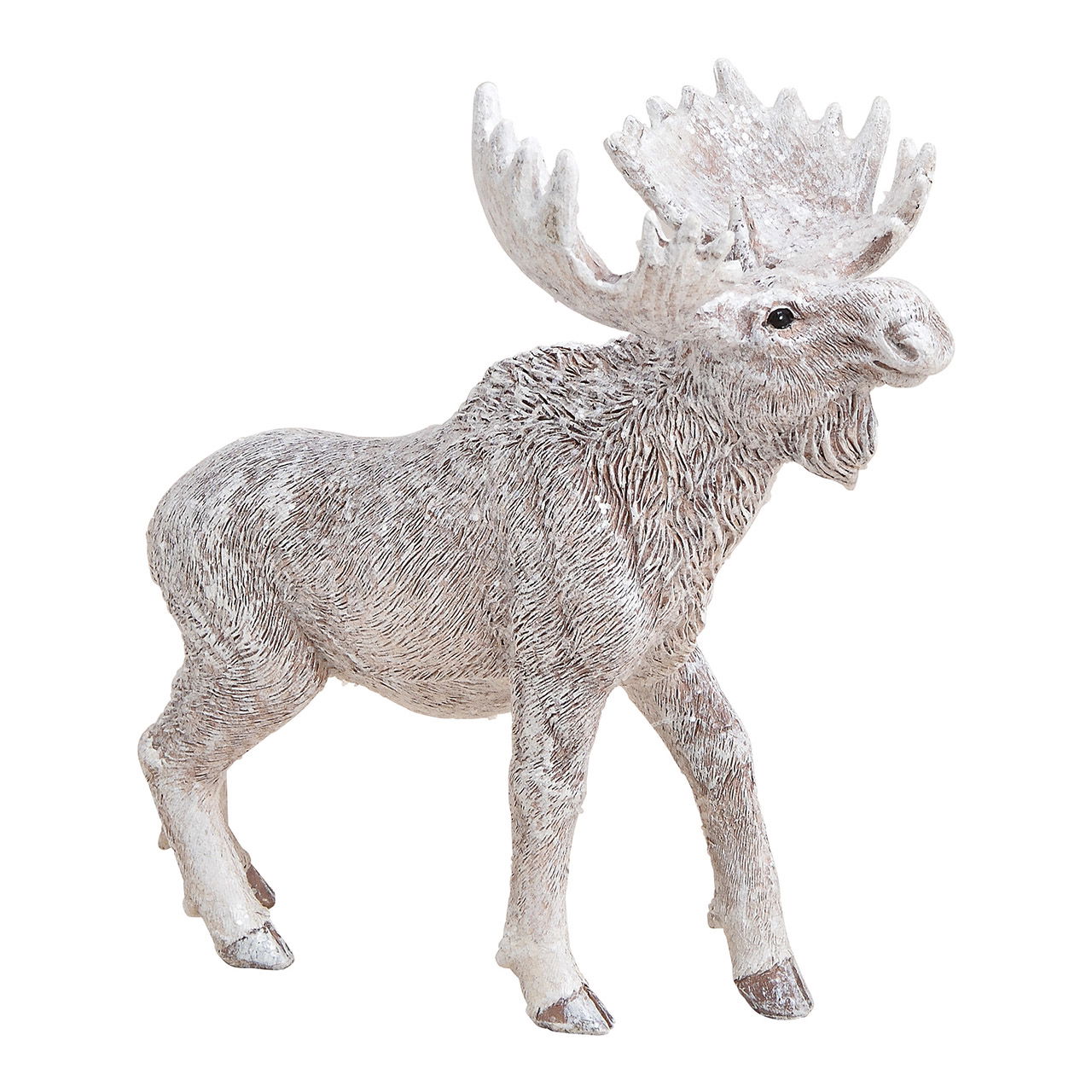 Elan avec paillettes en poly blanc (L/H/P) 16x17x9cm Tier, Hirsch, Säugetier, Tierwelt, Elch