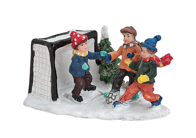 Miniatur Winterkinder Fußballszene, B7 x H5 cm