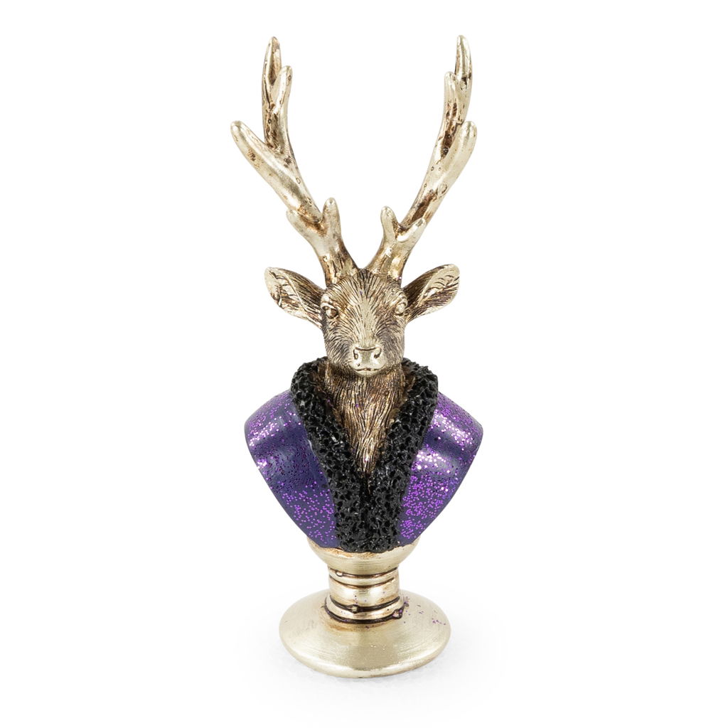 Elegant deer bust, polyresin, 6.5x6x15cm, 1 piece, antique gold/purple Geweih, Tier, Hirsch, Säugetier, Tierwelt