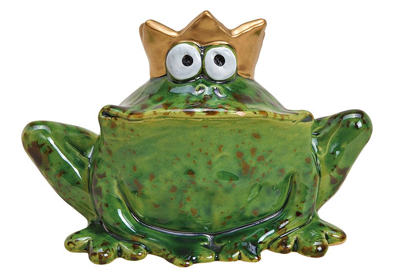 Principe delle rane, verde ceramica, (w/h/d) 14x9x7cm