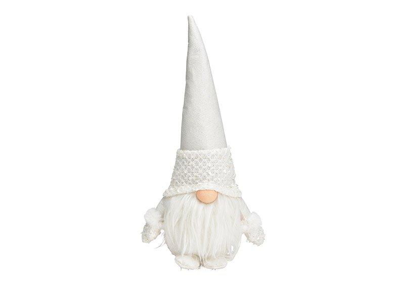 Gnome made of textile white (W/H/D) 18x38x14cm
