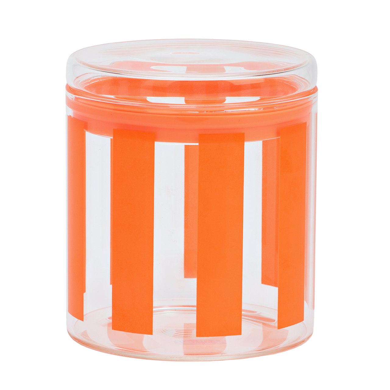 Vorratsglas gestreift aus Glas Orange (B/H/T) 10x11x10cm Korb, Glasbehälter, Orangene Streifen, Aufbewahrung, Klammern?