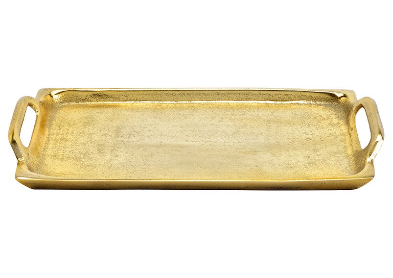 Plateau avec anse en métal doré (L/H/P) 26x2,5x14cm
