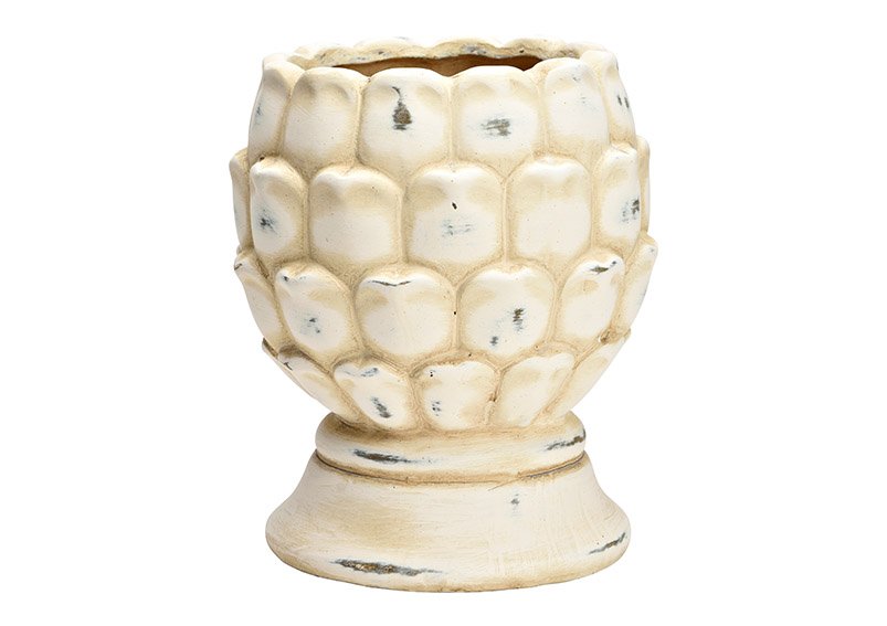 Flower pot cone ceramic beige (W/H/D) 15x17x15cm