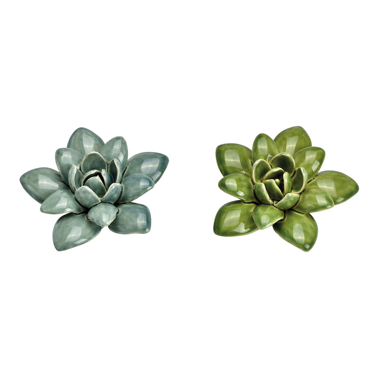 Flower ceramic green 2-fold, (W/H/D) 10x4x10cm