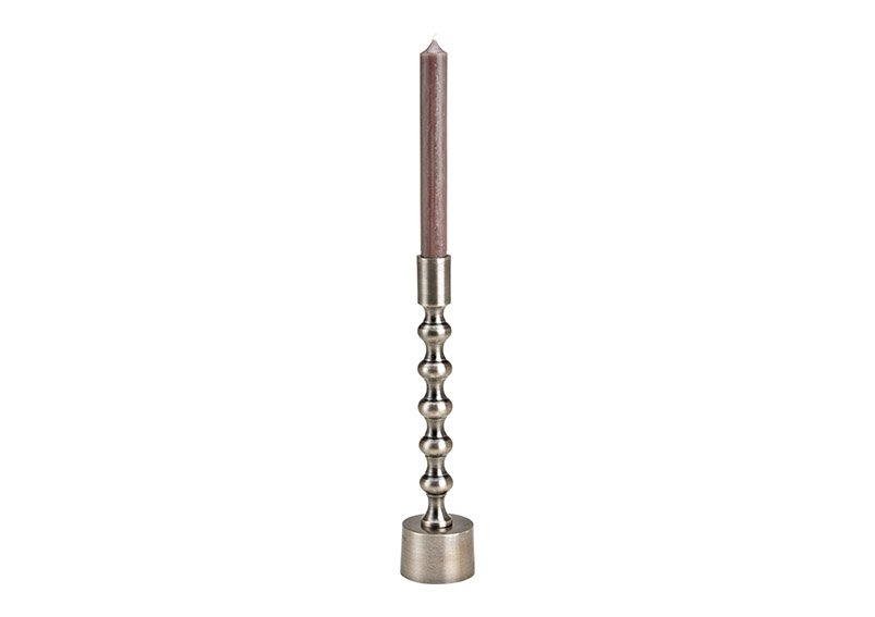 Metal candle holder metallic gray (W/H/D) 6x27x6cm