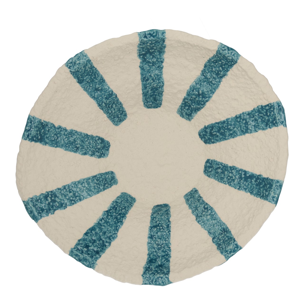 Plato decorativo de cerámica a rayas, azul (ancho/alto/profundidad) 32 x 8 x 28 cm Schale, Skalensiform, Blau-weiß, Tonware, Fläche-Textur
