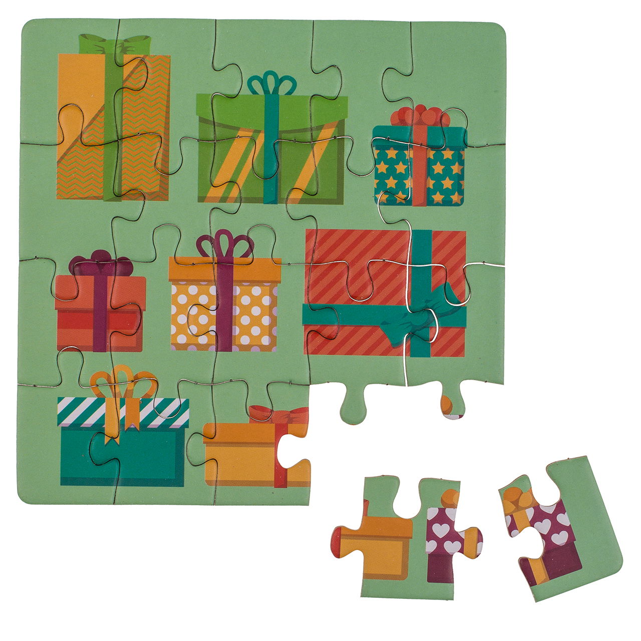 Quadratische Geschenkkarte, Puzzle, Geburtstag, (20 tlg.) mit Briefumschlag im Polybeutel, 4-fach, 24er im Display Kiste