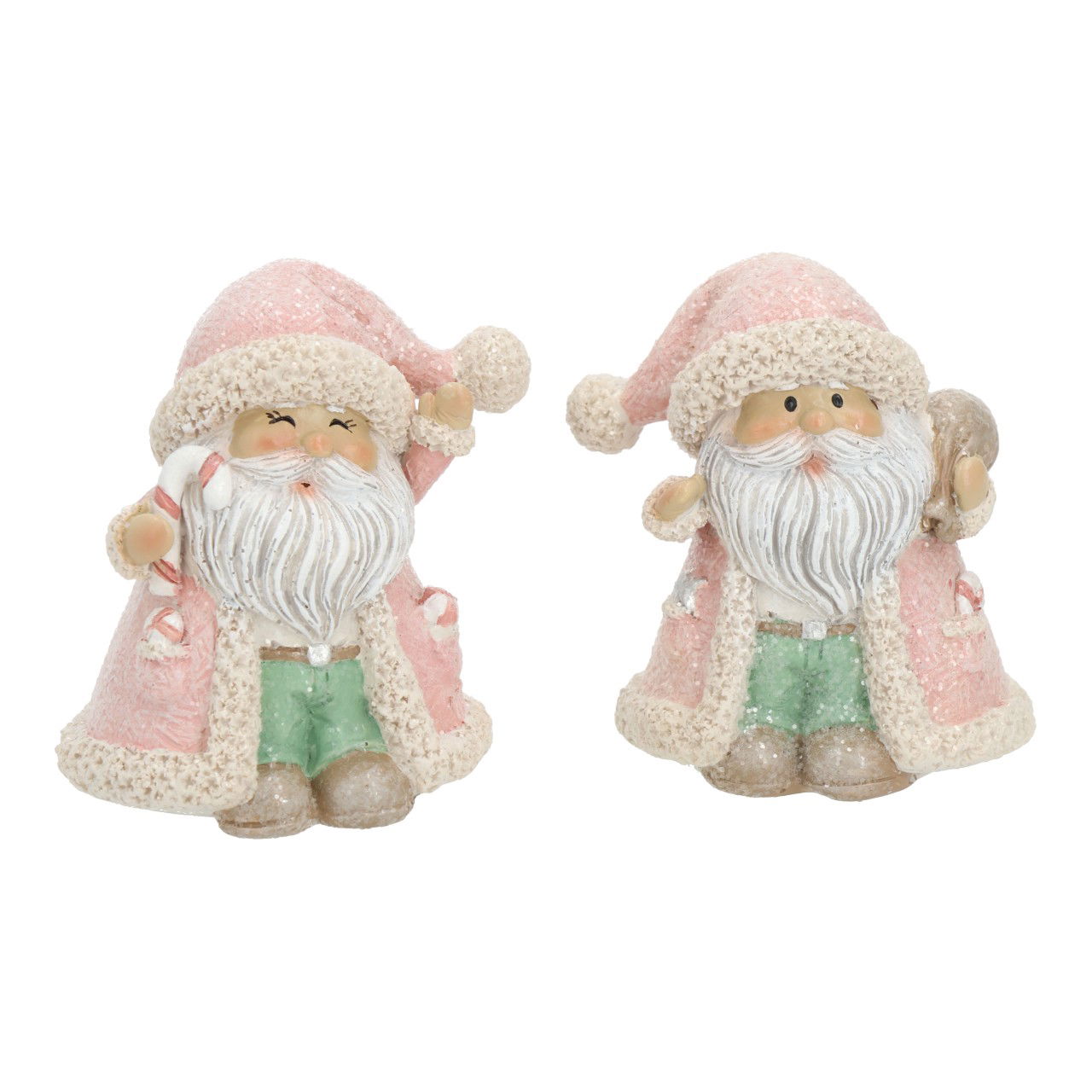 Santa Claus with gift made of poly pink/pink 2 assorted (W/H/D) 6x7x5cm Figur, Puppe, Spielzeug