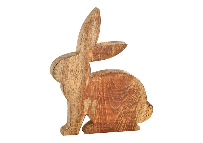 Conejo de madera de mango marrón, (c/h/d) 18x20x2cm