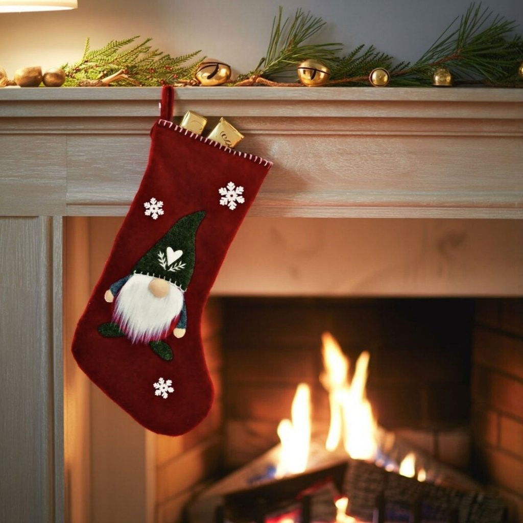 Santa boot to hang made of textile red (W/H/D) 24x49x2cm Santa boot to hang made of textile red (W/H/D) 24x49x2cm