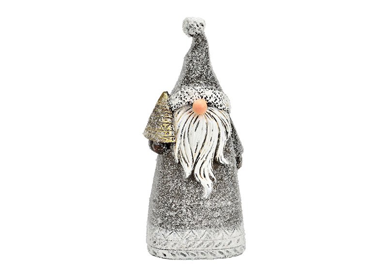 Babbo Natale con glitter in polietilene grigio (L/H/D) 5x11x4cm