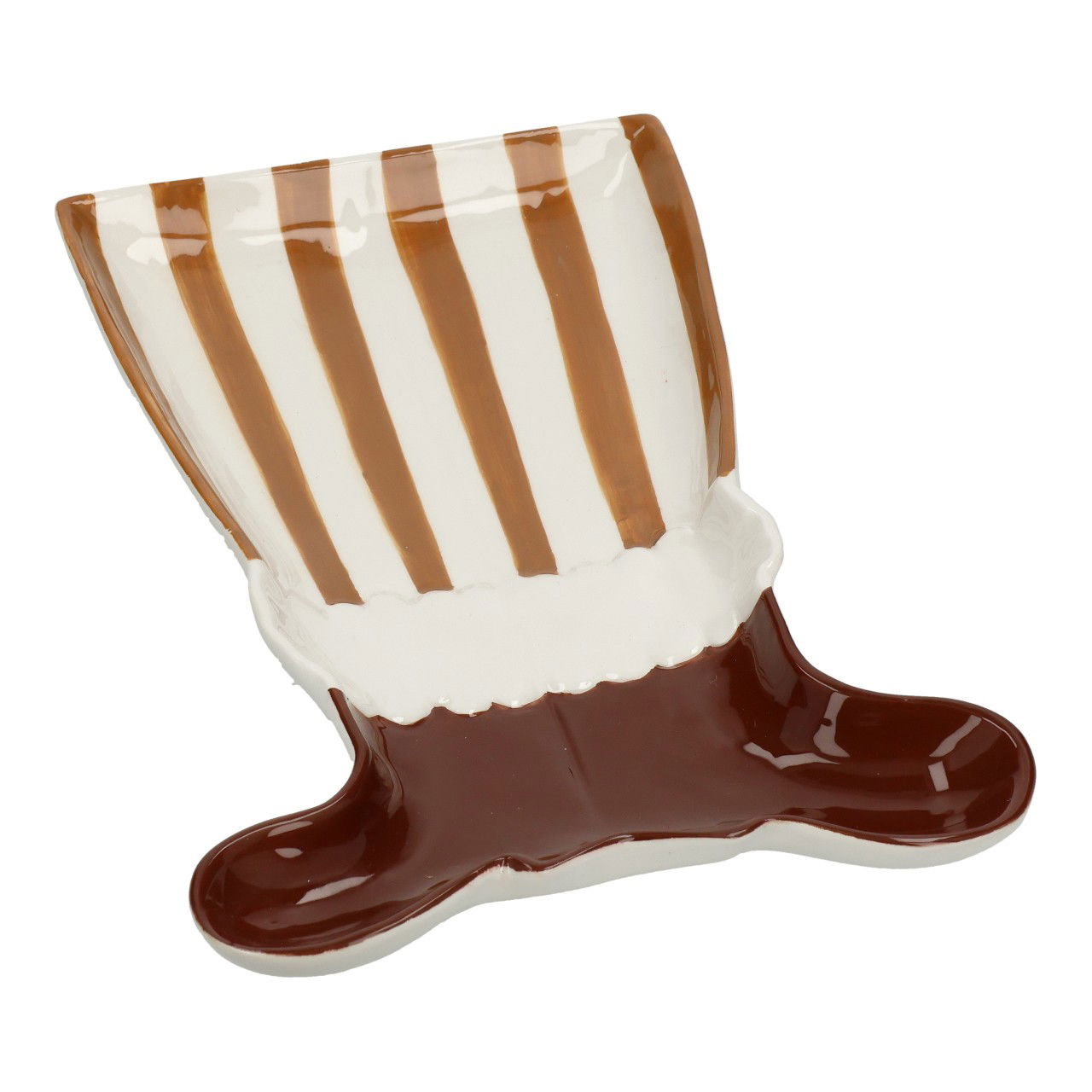 Teller Weihnachtsstiefeln aus Keramik Braun (B/H/T) 26x3x18cm Schokolade, Nachtisch, Essen, Eiscreme, Ketchup