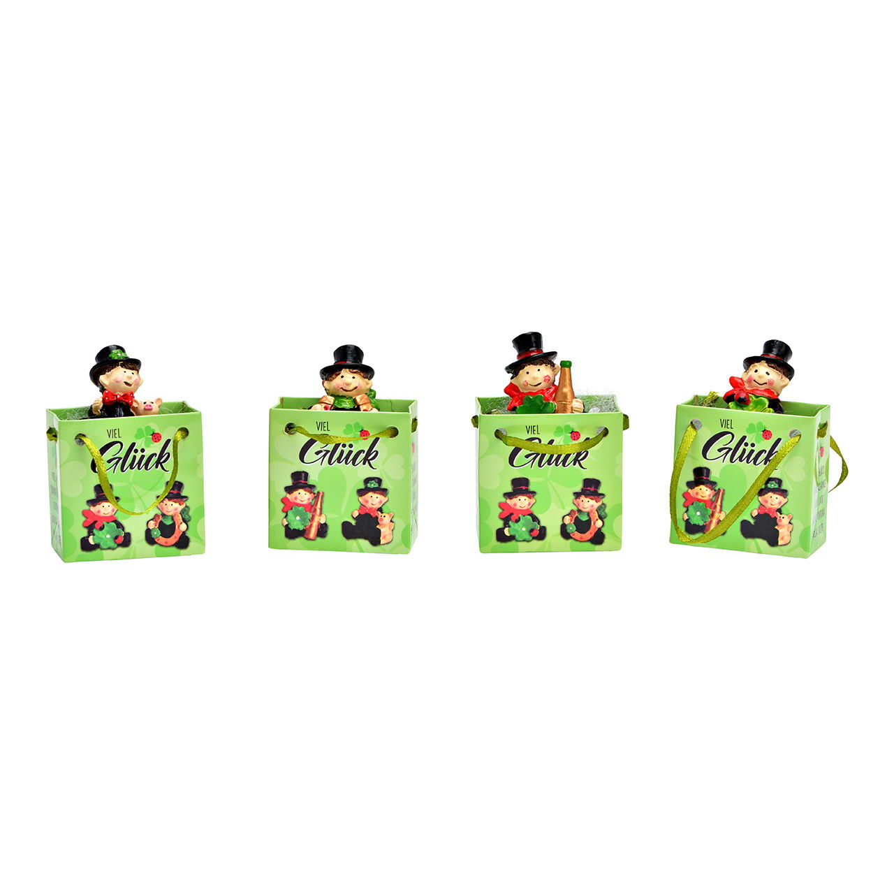 Chimney sweep in gift bag made of poly black 4-fold, (W/H/D) 4x5x2cm in a display of 24