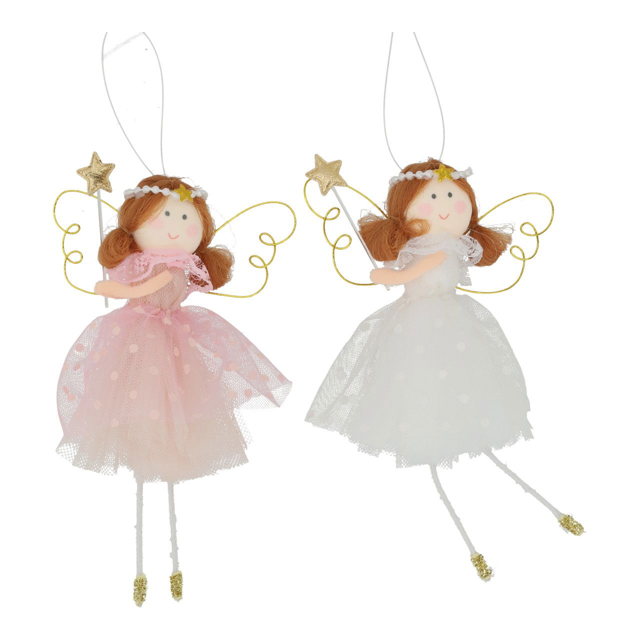 Hänger Engel aus Textil Weiß 2-fach sortiert (B/H/T) 9x15x2cm Puppe, Spielzeug, Person