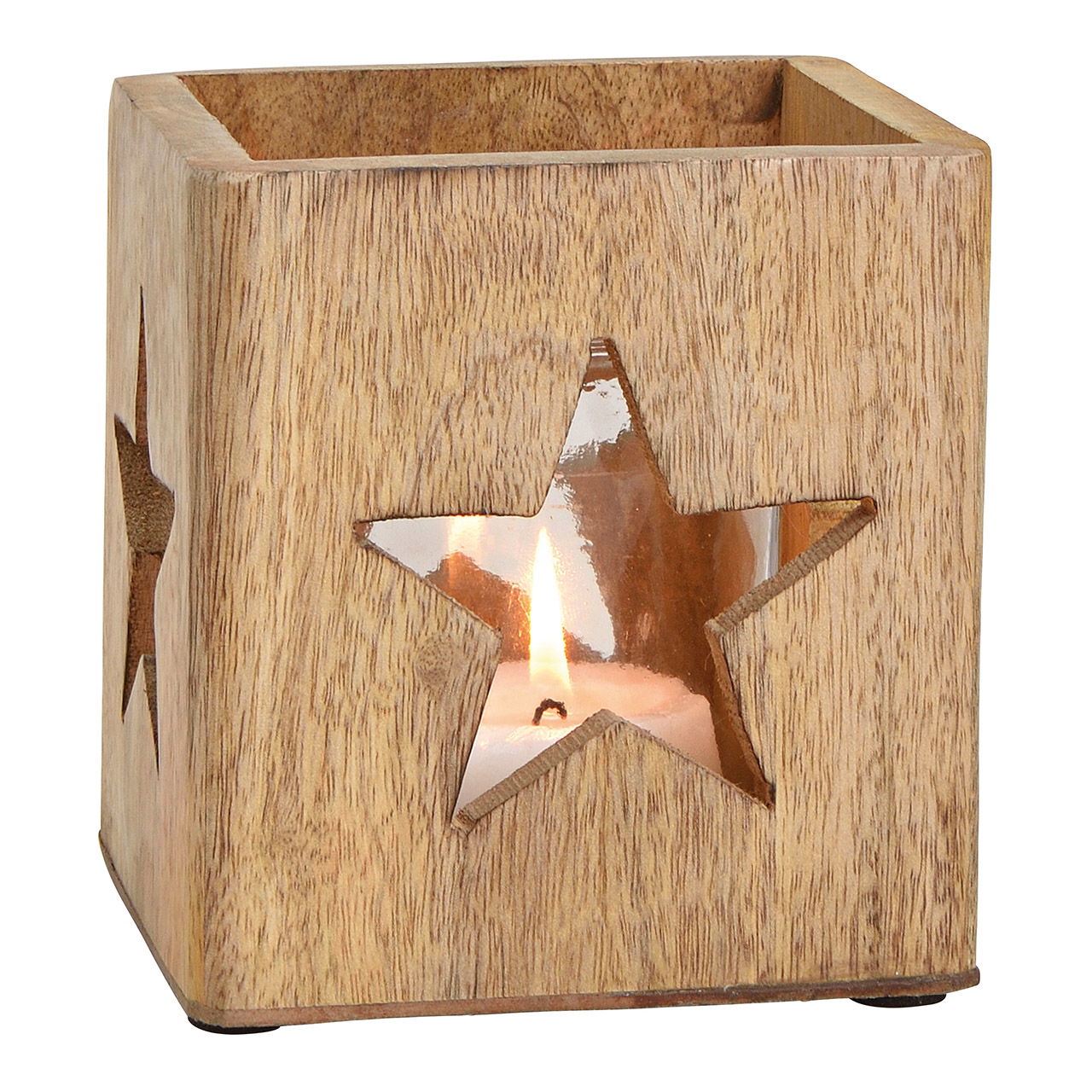 Windlicht Stern aus Mangoholz mit Glas, Braun, (B/H/T) 12x12x12 cm Windlicht Stern aus Mangoholz mit Glas, Braun, (B/H/T) 12x12x12 cm