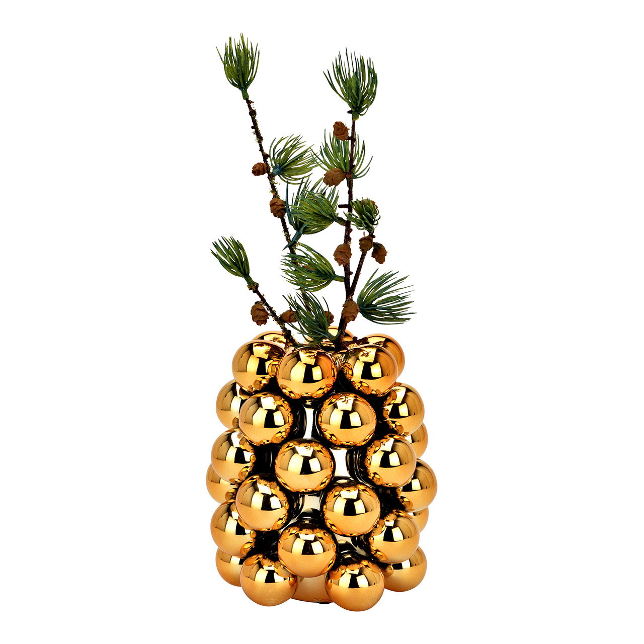 Weihnachtsdeko, Goldene Kugeln, Kieferzweige, Kugelbaum, Dekoration