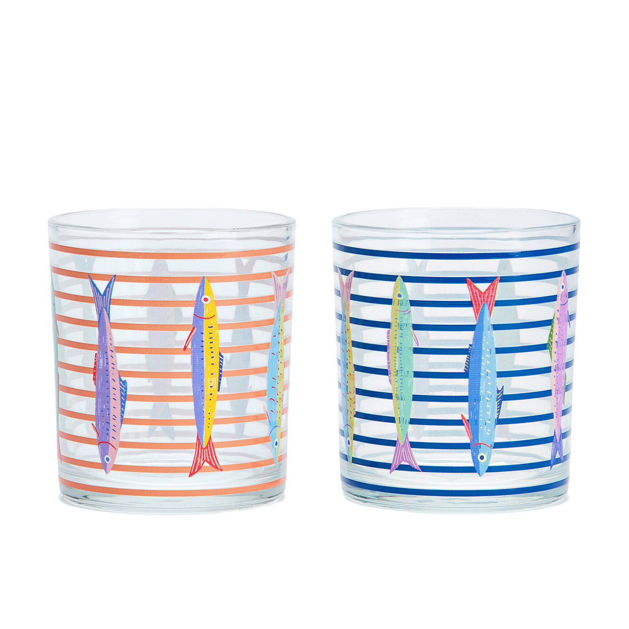 Glas, Musterfische, Streifen, Becher, Glasbehälter