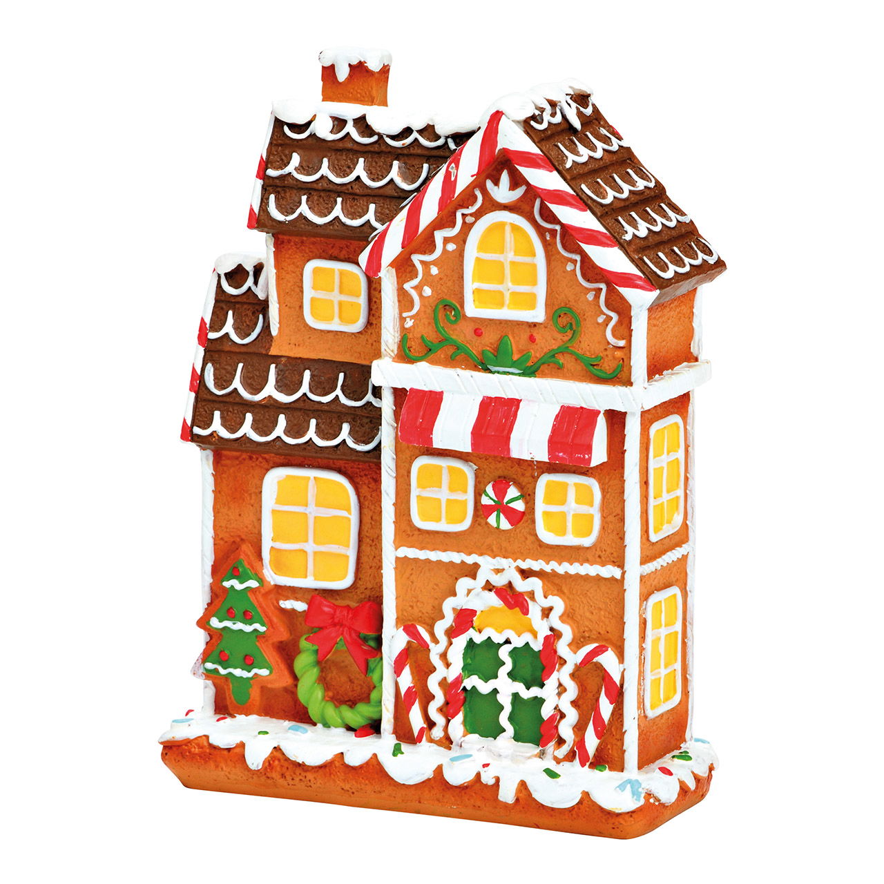 Gingerbread house made of poly colorful (W/H/D) 10x14x4cm