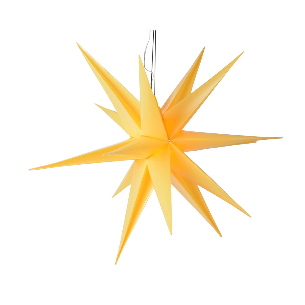 Étoile décorative pour l'extérieur avec transformateur IP44+ 6 mètres de câble d'alimentation. Plastique. 60 cm. 1 pc. jaune Sternsymbol, Symbol