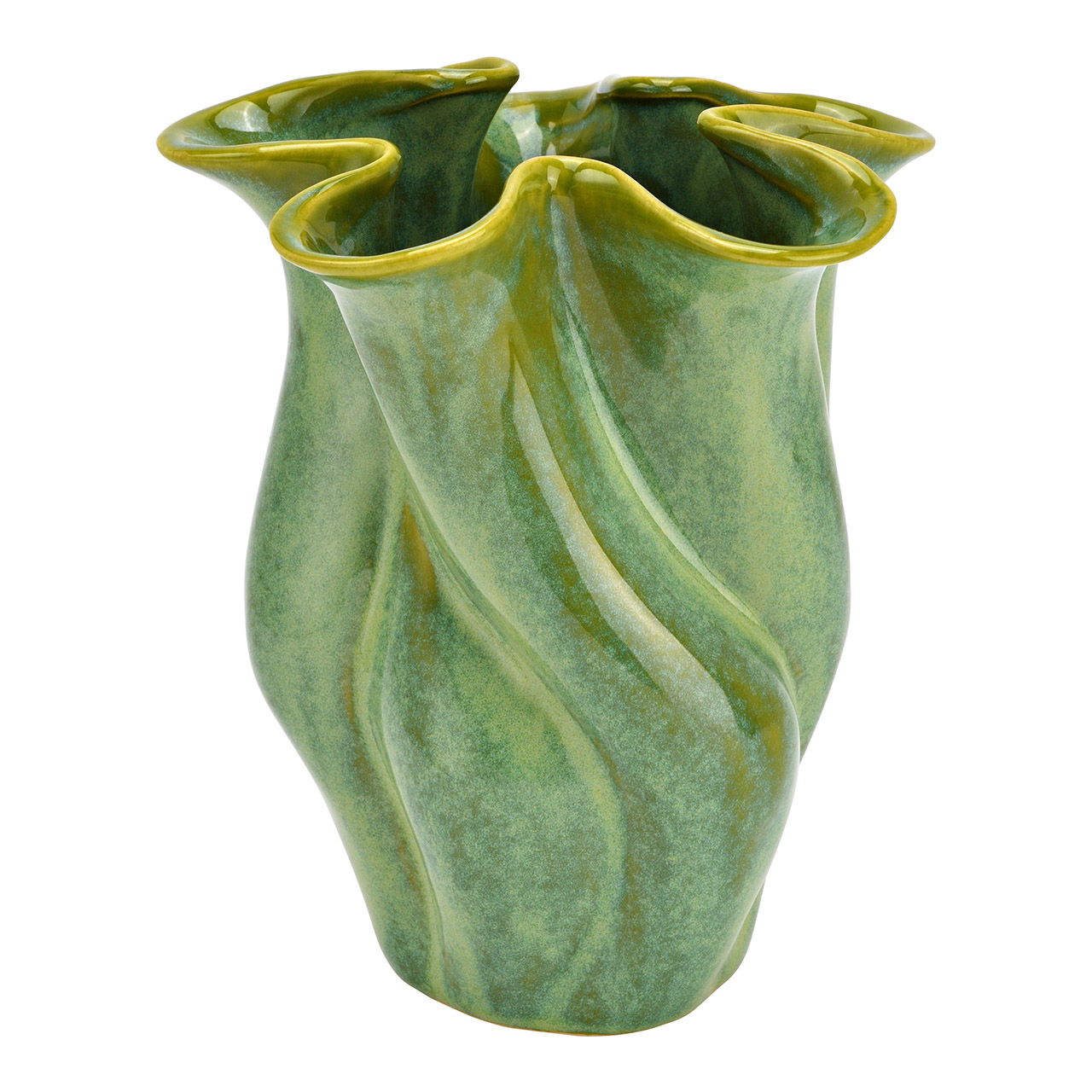 Vaas van keramiek, groen (B/H/D) 16x19x14cm Krug, Töpferei, Vase, Porzellan