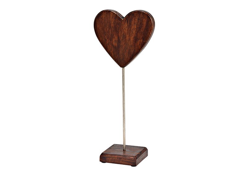 Aufsteller Herz aus Mangoholz braun (B/H/T) 15x39x10cm
