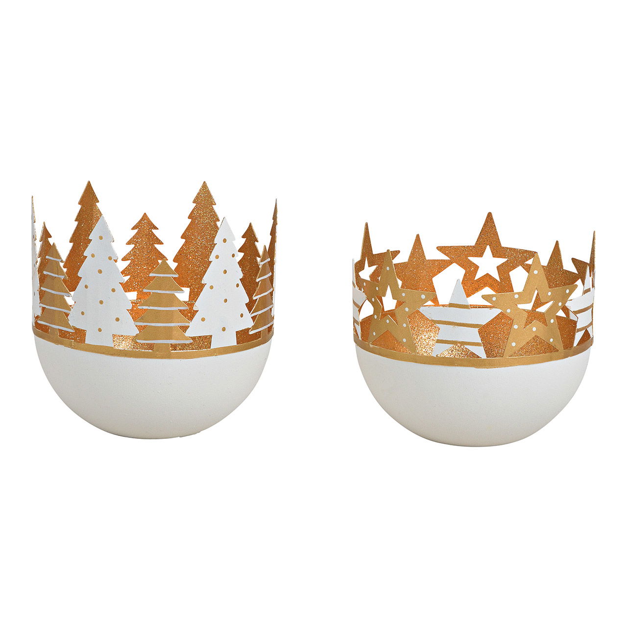 Windlicht Baum, Stern Dekor aus Metall Gold 2-fach, (B/H/T) 11x11x11cm Windlicht Baum, Stern Dekor aus Metall Gold 2-fach, (B/H/T) 11x11x11cm