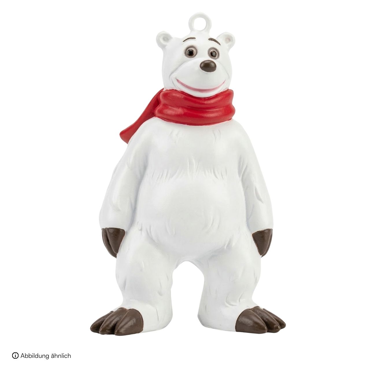 Polarbärenfigur, Roter Schal, Weiße Figur, Braune Pfoten, Anhängeröse, Eisbärfigur, Weihnachtsfigur, Rot-Schal, Pola, Haustierfigur