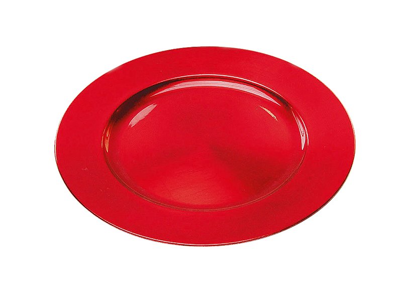 Assiette de table rouge en plastique, 33 cm
