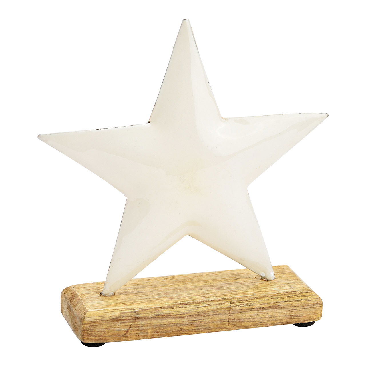 Star stand on mango wood base made of white metal (W/H/D) 16x15x5cm Star stand on mango wood base made of white metal (W/H/D) 16x15x5cm