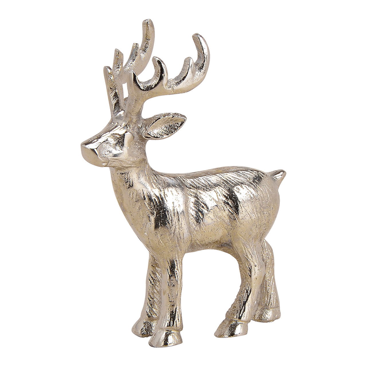 Silver metal deer (W/H/D) 14x18x6cm